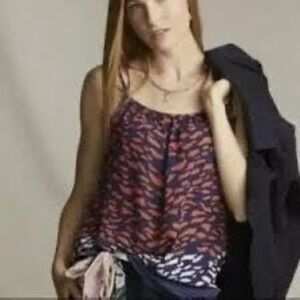 CABI Women’s Navy Red Sleeveless Smooch Cami Blouse Size Small Style #5548